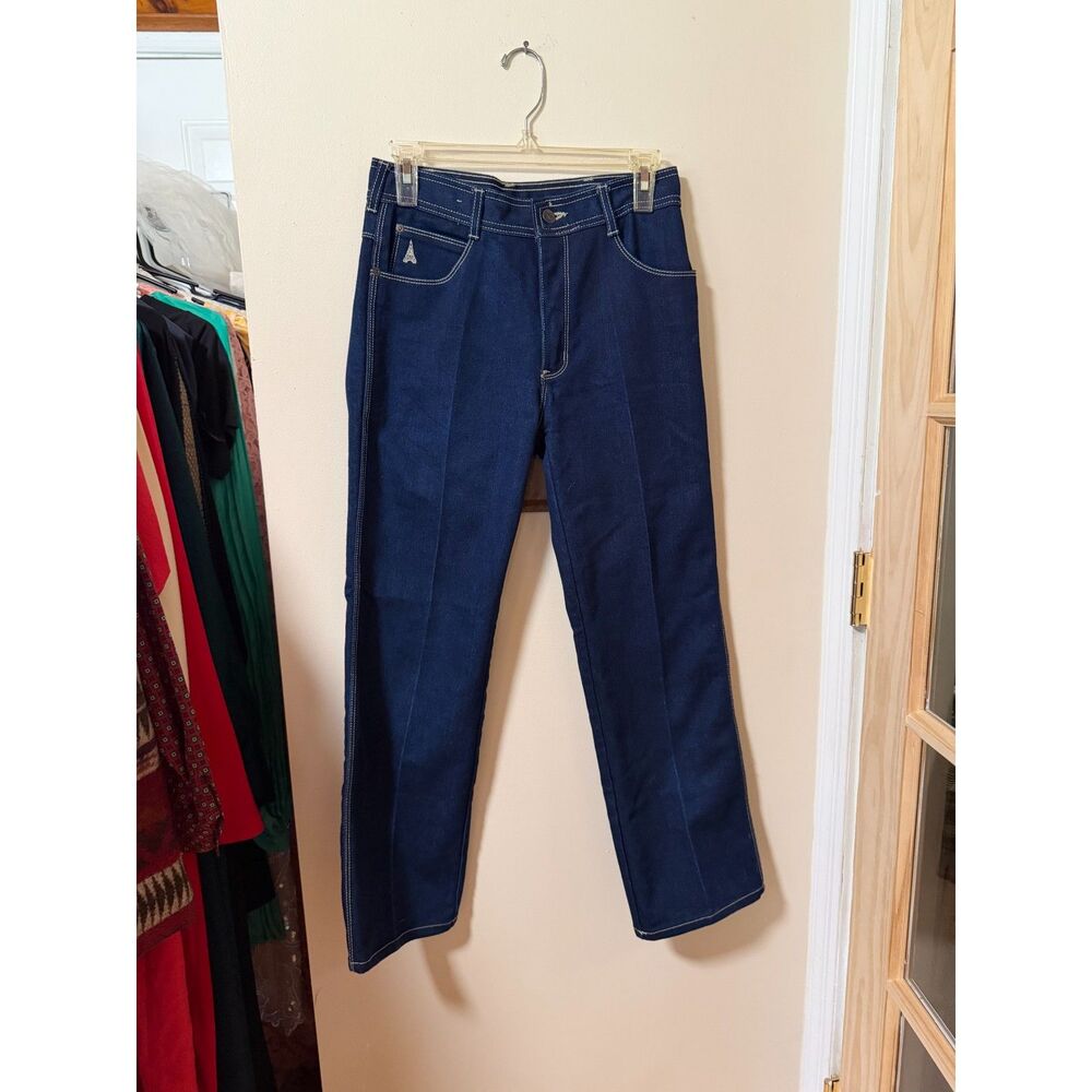 Vintage 70s Rene of France NWOT Flare Jeans 29x29 Dark Denim High Rise Western